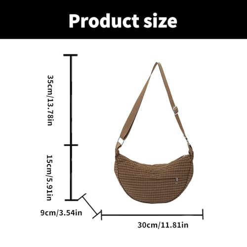 Women Bag Large Capacity Shoulder Bag Plaids Crossbody Simple Dumplings Korean Styles Messengers For Daily Women Dumplings Re4