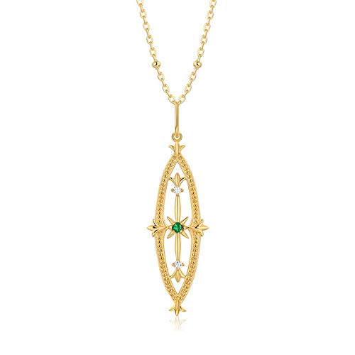 Pendentif émeraude naturelle et croix ajourée de haute joaillerie