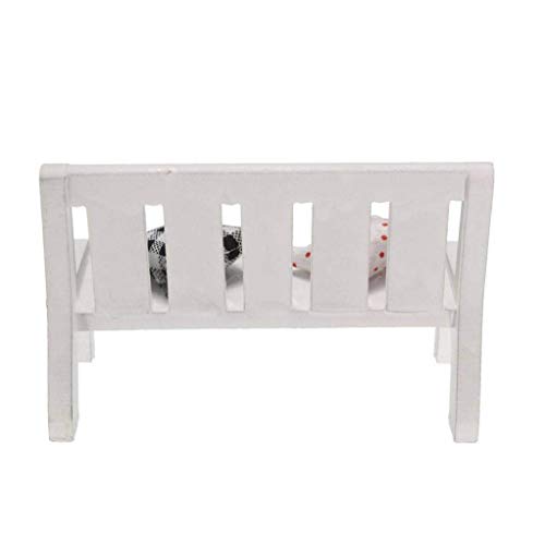 TOPofly Puppenstuben-Bank, Mini Park Wood Stuhl mit Kissen, Kinderhandwerk Fee Puppenstuben Miniatur-Holzbank Puppenhaus… – Bild 8