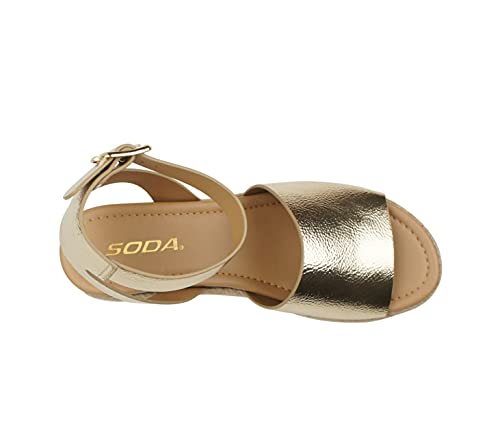 Image of Soda Topic Open Toe Buckle Ankle Strap Espadrilles Flatform Wedge Casual Sandal