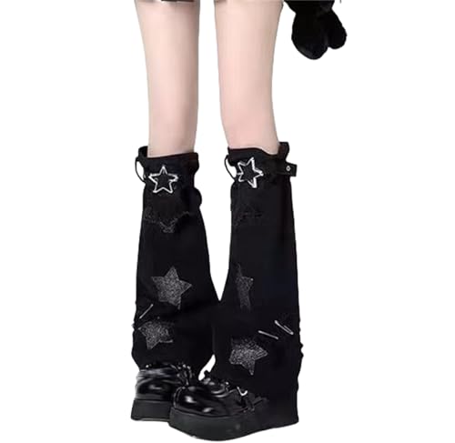 Image of HeiBai Xiong Punk Leg Warmers Women Hippie Gothic Y2k Harajuku Goth
