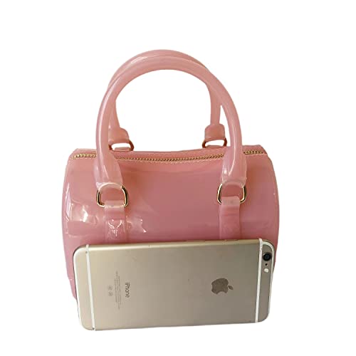 Image of Ladies Summer Jelly Pillow-shaped Top Handle Handbag Candy Color Transparent Crystal Purse