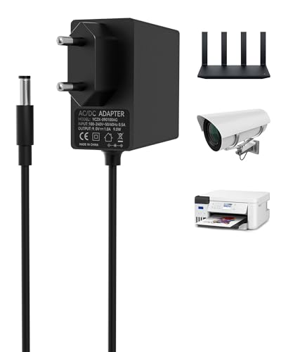 RENGOGA 9V 1A Netzteil Adapter,AC DC Netzadapter DC 5,5 x 2,1 mm Ladegerät,für Drucker Scanner Schalter Router Arduino-Zubehörlader LED Streifen CCTV Kamera(Europäische Vorschriften)