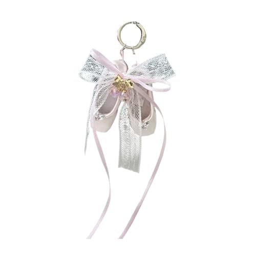 Porte-clés en forme de pantoufle de ballet haut de gamme en dentelle délicate