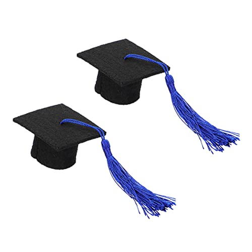 HEMOTON Dog Graduation Dr. Hat Blue Felt Cap Chin Cord for Small Pets Graduation