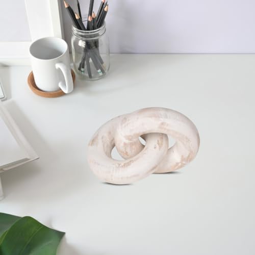 Nudo decorativo de madera 7x5.2x2.5 in blanco lavado miniatura 3