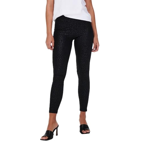 ONLY Damen Onlshine Leggings Noos Hose, Black/AOP:Leo, M EU