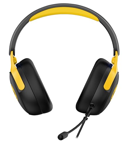 Image of SUBSONIC - Brawl Stars Gaming Headset for Consoles, PC, Tablet - Yellow | Officially licensed gaming headset, compatible with consoles, PCs, tablets, and smartphones - Drippy Skull Black and Yellow