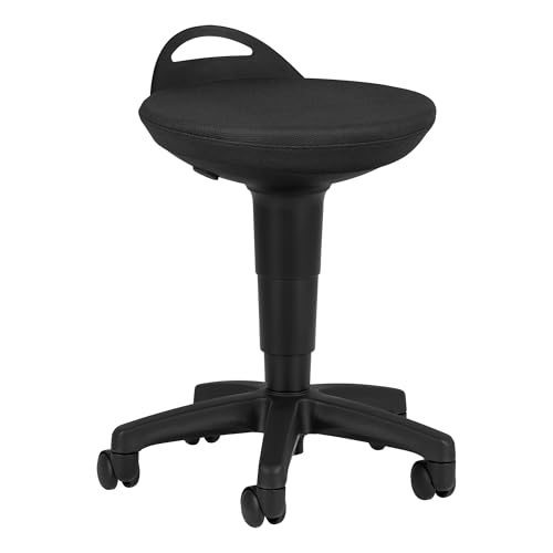 Image of Rolling Adjustable-Height Padded Stool - Black