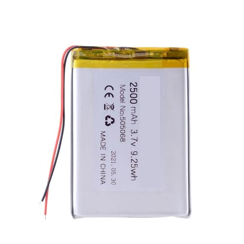 Batería LiPo 505068 de 3.7 V y 2500 mAh con terminal de 2 pines 2.54