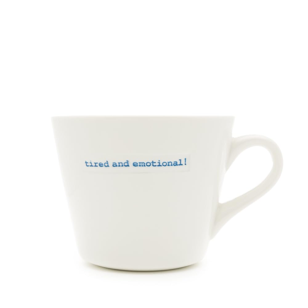 Keith Brymer Jones - Word Range - Standard Ceramic White Mug - Tired and Emotional! - 350ml - Gift Boxed