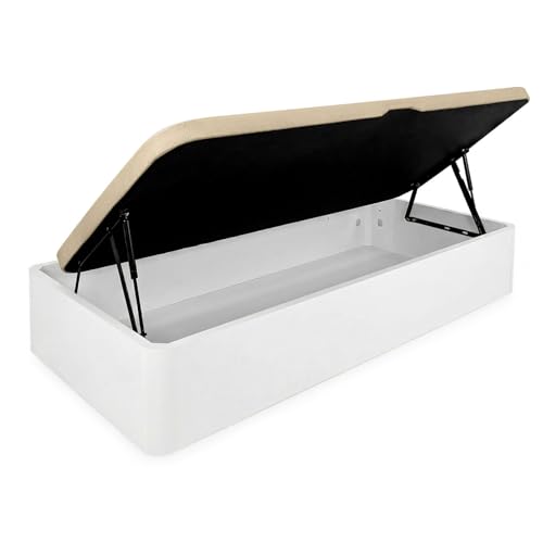 DUÉRMETE ONLINE - Canapé Abatible Lateral 105x190 cm Blanco | Gran Capacidad | Estructura Súper Reforzada | Tapa Transpirable 3D | Incluye Subida a Domicilio