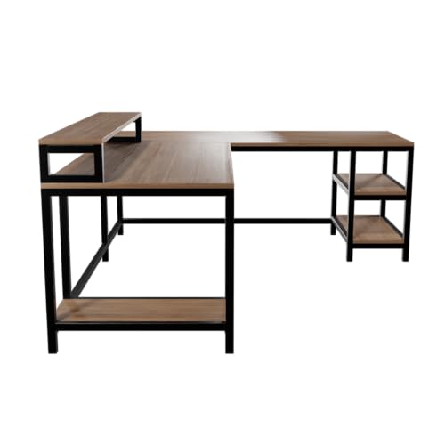 Image of Riyan Luxiwood Archice Study Table, L - Shape Office, Living Room, Gaming Table, Work from Home, Computer and Laptop Tables (Color - Beige, Size - Large)