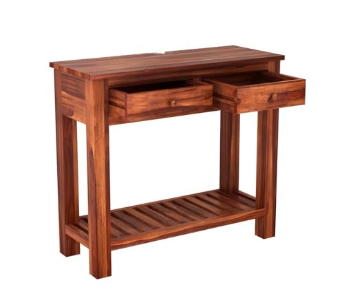 Image of Solid Sheesham Wood Console Table for Living Room Furniture | Hallway Enteryway Console for Home and Office | (Honey Finish)
