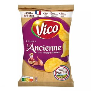 Vico Chips Ancienne Saveur Vinaigre Echalote 125g Vico Crisps Ancienne Vinegar and Shallot Flavour 125g