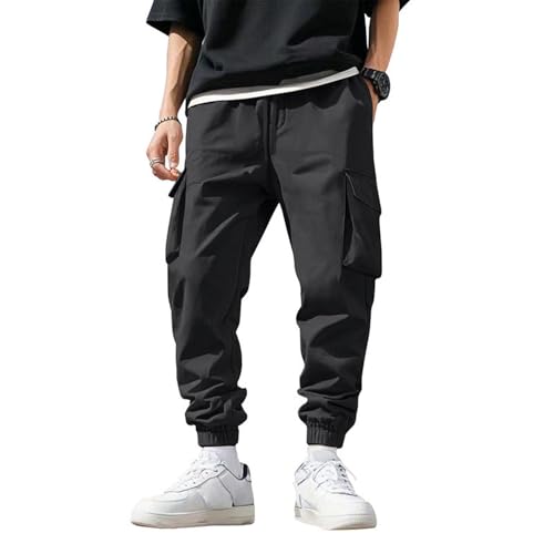Jogger Cargo Pants for Men Elastic Waist Drawstring Relaxed Fit Tapered Lightweight Utility Work Casual Sweatpants