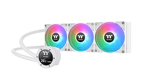 Thermaltake TH360 V2 Ultra ARGB Sync AIO Wasserkühlung 360mm – 2.1' LCD 480x480, 3x CT120 ARGB White PWM, TT RGB Plus 2.0, Intel LGA1851/1700 & AMD AM5/AM4, Weiß