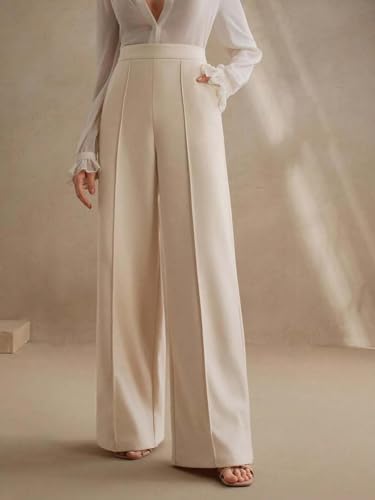 Image of KOTTY Women's Formal and Casual Pants - Straight Palazzo and Wide Leg Trousers for Women in Cotton Lycra and Stretchable Fabric