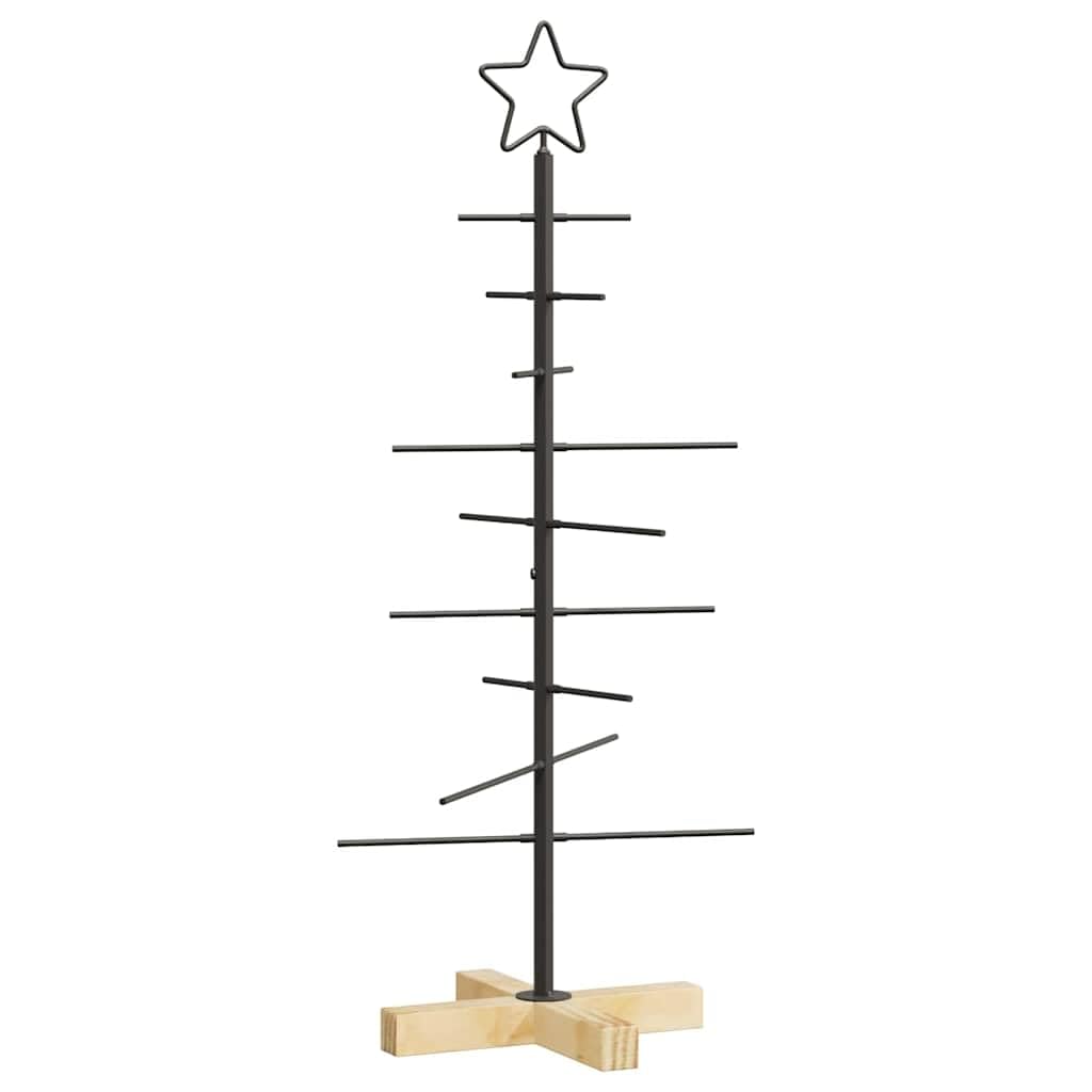 Albero di Natale fai da te in metallo con supporto in legno nero 89 cm – Albero di Natale in metallo 89 cm per decorazione creativa