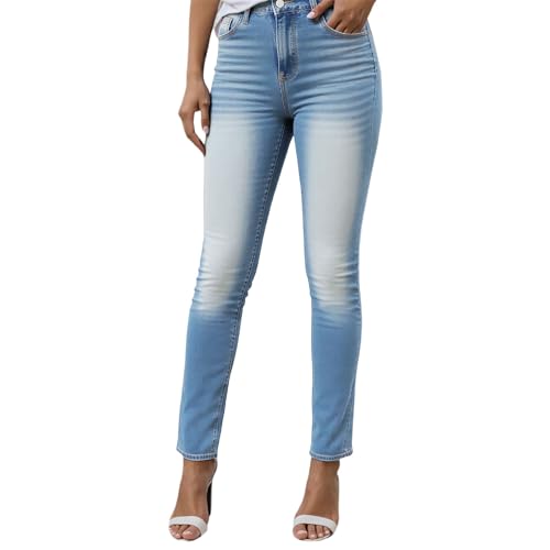 Jean skinny stretch femme extensible pantalon ajusté avec poches confort total