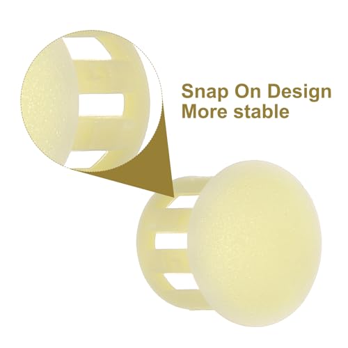 Image of MECCANIXITY 64PCS 10mm((3 /8 inch) Beige Plastic Hole Plugs, Flush Type Panel Hole Plugs Insert End Caps for Locking Hole Tubes Furniture Cabinet