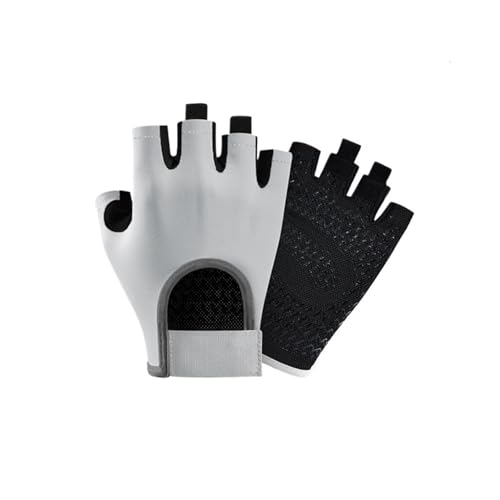 REEYUILOF Guantes Deportivos al Aire Libre for Mujer, Fitness, Entrenamiento de Yoga, Antideslizantes, de Silicona, Transpirables, for Montar en Bicicleta, Medio Dedo for Hombres(Grey,L)