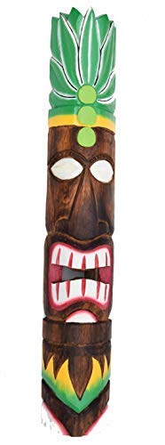 Interlifestyle Vert Masque Masque en Bois Tiki Im Maui Tahiti Look en 100cm Longueur - Tiki Masque Masque Mural Maui