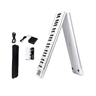 Clavier portable de piano numérique pliable de piano de clavier pleine grandeur de 88 touches for les débutants avec Bluetooth, USB/MIDI, pédale de sustain, sac de piano (Color : White) - Les Beatles, Paul McCartney, John Lennon, RIngo Starr, George Harrison