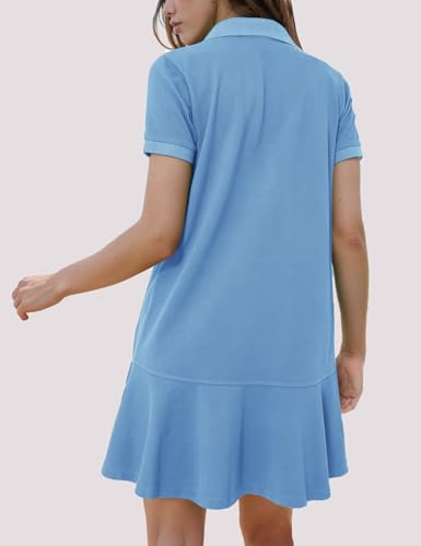 Image of Flygo Womens Polo Dress Summer Short Sleeve Ruffle T Shirt Dress