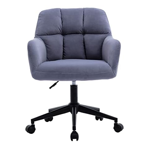 chairus Home Office Desk Chair Velvet Armchair Living Room 360° Swivel Task Chair Upholstered Occasional Tub Chair with Adjustable Height (Blue(Casters)) Cover