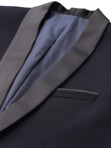 Image of MANQ Men's Solid Tuxedo Suit, Mandarin Collar, Five Pockets, Long Sleeves