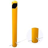 BIGalleons 46' Pour in Place Steel Bollard Post, 4-1/2' OD Safety Bollard Yellow Powder Coat, Metal Bollard Parking, Driveway Barrier