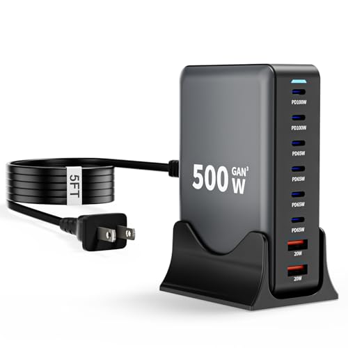 USB C Charger Block, 500W GaN 8 Port USBC Charging Station USB Hub Block Cube with PD3.0 Type C &...