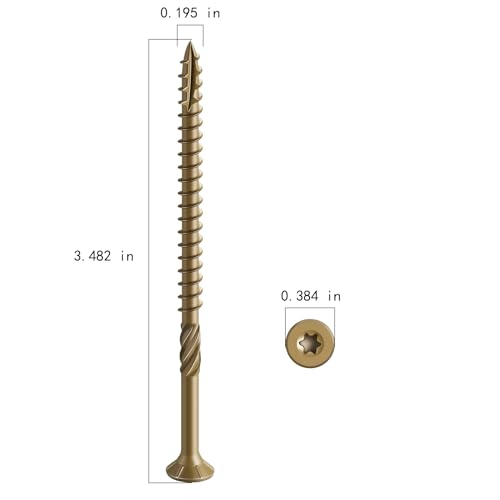 Image of Wensilon #10 * 3-1 /2 inch Deck Screws, (117pcs) 2 lbs.Exterior Wood Screws, Rust Resistant epoxy Coated, Bronze, T25 Star Bit