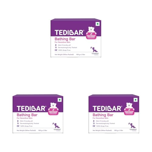 Image of Tedibar Moisturising Baby Bathing Bar 100x2g (Pack of 3) 100% Soap Free No. 1* Pediatrician Prescribed Moisturising Bar - By Torrent Pharma