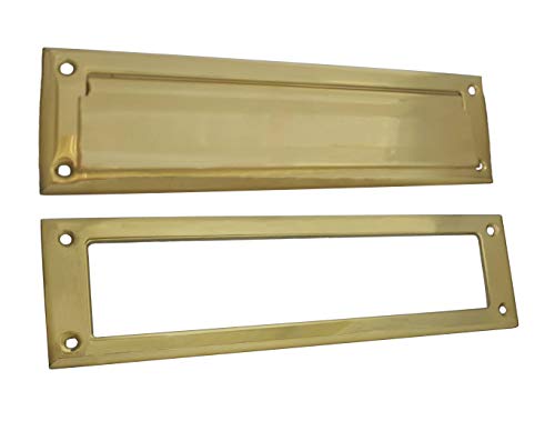 One-Day Sale: Up to 80% Off QCAA Solid Brass Mail Slot, with Solid Brass Interior Frame, 13" x 3.625", Polished Brass, 1 Pack, Made in Taiwan