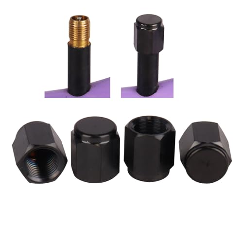 UHDFBDHF 4 PCS Titanium Metal Tire Valve Stem Caps, Dust Proof Covers, Universal Fit for Cars, SUVs, Bike and Bicycle, Trucks, Motorcycles (Black)