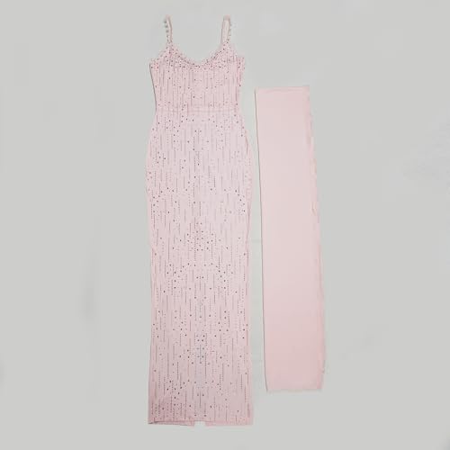 Image of PORRCEY Women's Sexy Elegant Rhinestone Bodycon Dress Hot Drilling Clubwear