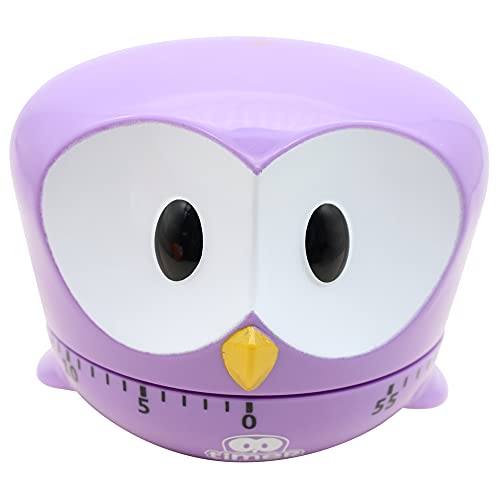 Ranvi 60 Minutos Temporizador de Cocina Lindo búho Novedad Temporizador de Cocina Manual Decoración de Escritorio(Morado) Cover