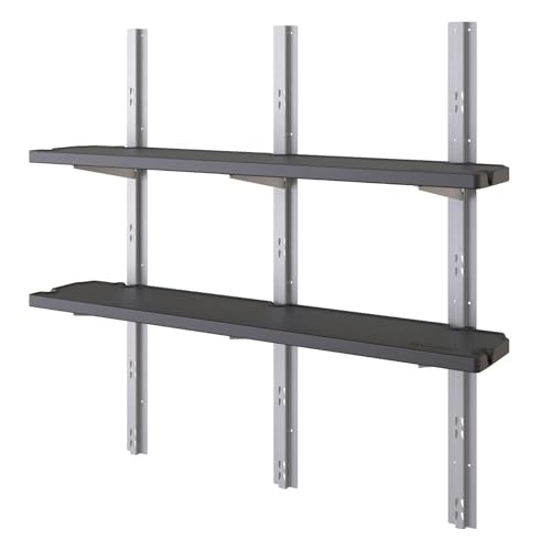 Suncast Vertical Shed 2 Shelf Kit, Space Saving Shelving for Wall Mount Outdoor Storage Structures, 50' W x 11.25' D x 46.75' H, Black