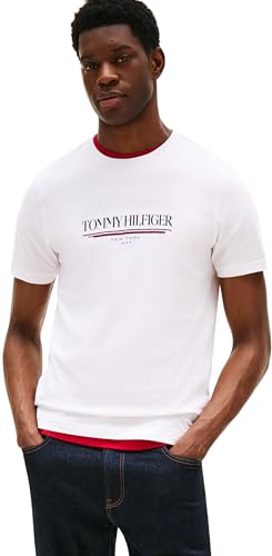 Tommy Hilfiger Camiseta de Manga Corta Hombre Brand Love tee de algodón, Blanco (White), M