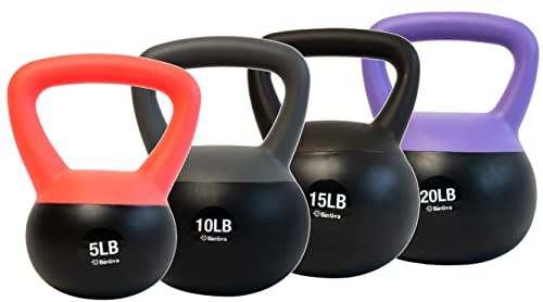 bintiva Soft Kettlebells - Sea and Iron Sand Filled Weights for Women and Men - Color Coded Kettle Bell Sets