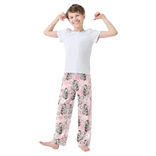 Lovely Koala Flowers Boys Long Pants Soft Trousers Elastic Waist Kids Lounge Bottoms with Pockets S-XL2