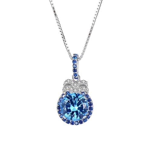 Collier Pendentif Topaze Bleu 7 mm en argent avec chaîne élégante pour femme