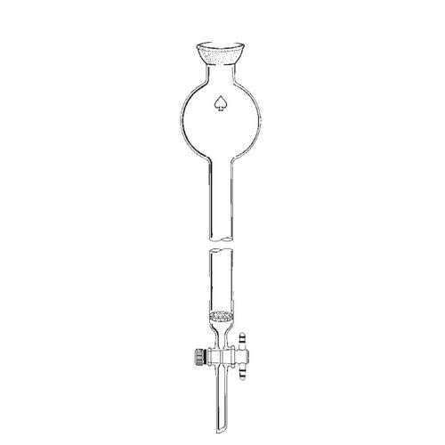 5906-43 Series Chromatography Column with 250 mL Reservoir, 35/20 Stopcock and Porosity B disc, 25 mm ID, 30cm Length