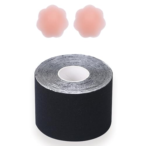 Aurgiarme Kit de cinta Boobytapes para levantamiento de senos para sujetadores de pecho grandes, pezones con pétalos y cubierta de pecho, cinta para pezones con pétalos y cubierta, Rollo de dominadas