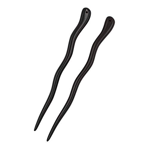 REAL SIC - Natural Sandalwood Hair Sticks for Women - Set of 2
