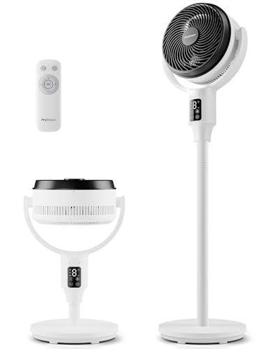 Pro Breeze Ventilador de Pie Silencioso Plegable 109-60cm, Pantalla LED, Mando a Distancia, Oscilación Vertical y Horizontal, 9 Velocidades – Energía Eficiente para Hogar y Oficina