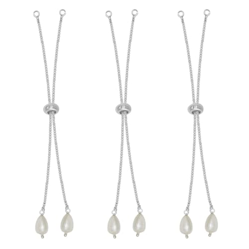 Image of SATRA TRADERS Adjustable Slider Chain With Pearl Stopper Bracelet | Size : 4inch | Qty : 10pcs | B04