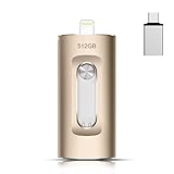 512GB Flash Drive, C USB Flash Drive Thumb Drive Photo Stick, USB Memory Stick for Photos Videos, Smart for iPhone, High Speed Jump Drive Compatible for iPhone/IPad/Android/PC (Gold, 512GB)
